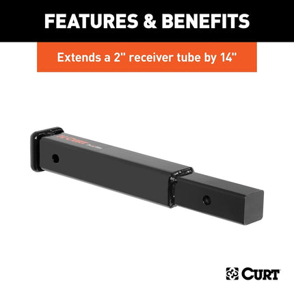 CURT 45795 14-Inch Long Trailer Hitch Extension for 2-Inch Receiver, 3,500 lbs