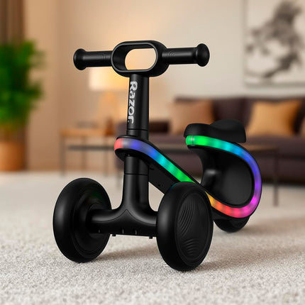 Razor Lightwave Baby & Toddler Balance Bike – 3 Wheel Seated Scooter for Ages 12–30 Months, Balance Bike 1 Year Old, Baby’s First Bike with Multicolor LED Lights, Tool-Free Assembly