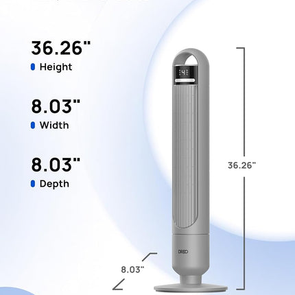 Ventilador de torre Dreo para dormitorio, ventilador oscilante de 90°, ventilador de pie con 3 modos, 4 velocidades, temporizador de 8 horas, ventiladores de refrigeración para el hogar, sala de estar, oficina, gris, TF117