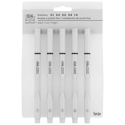 Winsor & Newton Assorted Fineliner, Black, Pack of