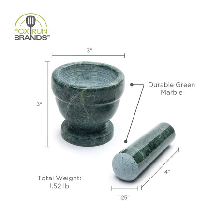 Fox Run Marble Mortar and Pestle, Green, 3"