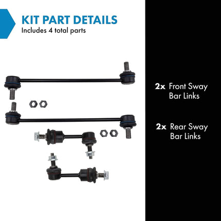 TRQ Front and Rear Sway Bar Link Set 4 Piece