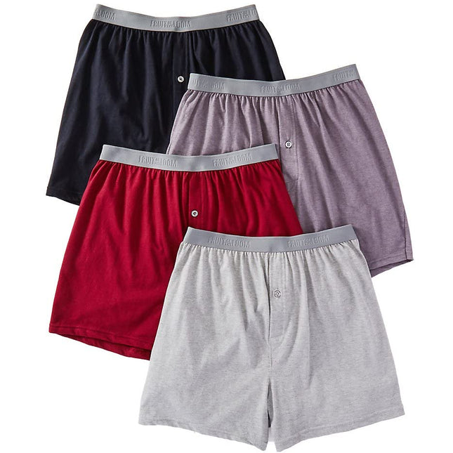 Fruit of the Loom Men's Premium Tag-Free Cotton Underwear (Regular & Big Man) Boxer Shorts, Assorted, M (Pack of 4)