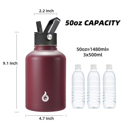 BJPKPK 50oz Large Insulated Water Bottle, Stainless Steel Water Jug