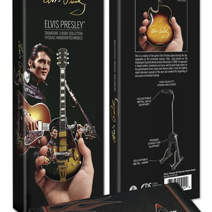 AXE HEAVEN EP-361 Elvis Presley 1968 Comeback Special Hollow Body Mini Guitar Replica Collectible, Gold