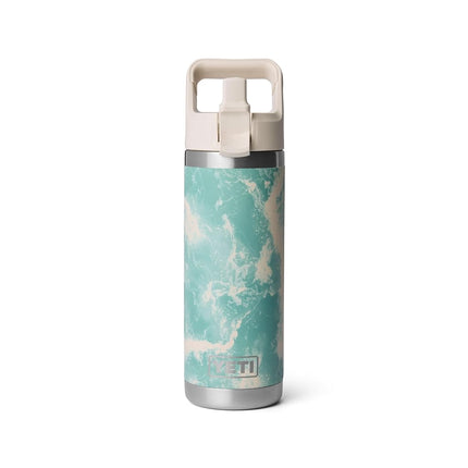 YETI Rambler 18 oz Bottle, Vacuum Insulated, Stainless Steel with Color Matching Straw Cap, Sea View