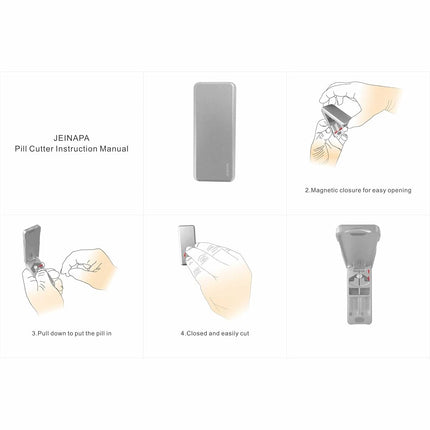 JEINAPA Pill Cutter with Auto Centering Device, Aluminum Pill Splitter with 316L Stainless Blade, Genuine Leather Case, Professional Pill Splitter for Cutting Small Pills or Large Pills (Black)