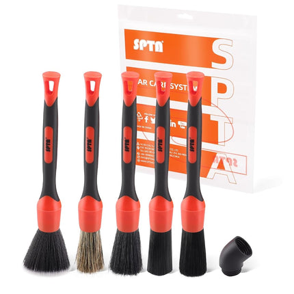 SPTA Car Detailing Brush Set, 5 Pack Soft Boar Hai