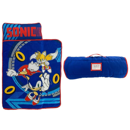 Franco Sonic Soft Toddler Nap Mat con Almohada y Manta, Perfecto para Preescolar/Guardería/Viaje/Saco de Dormir, 53 x 114 cm (Producto Oficial de Sega) por