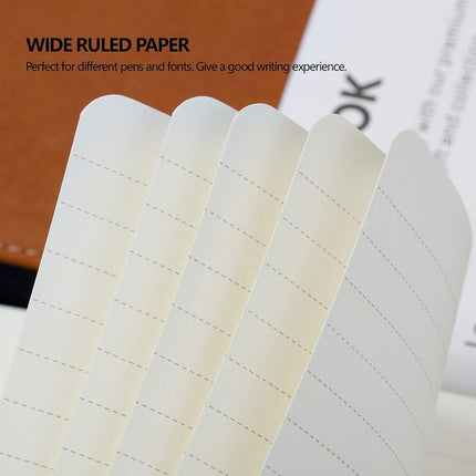 Lemome Thick Classic Notebook with Pen Loop A5 Wide Ruled Hardcover Writing Notebook with Pocket + Page Dividers Gifts, Banded, Large, 180 Pages, 8.4 x 5.7 in