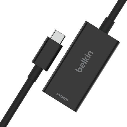 Belkin USB Type C to HDMI 2.1 Adapter, Tethered 4.33in Cable with 8K@60Hz, 4K@144Hz, HDR, HBR3, DSC, HDCP 2.2, USB-IF Certified for Chromebook, Macbook, iPad Pro and other USB C Devices