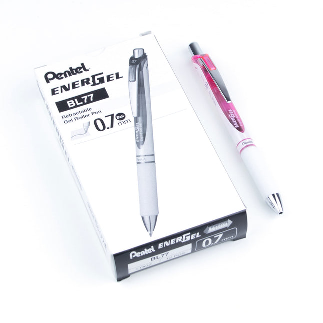 Pentel EnerGel Pearl RTX, 0.7mm, Black Ink, Box of