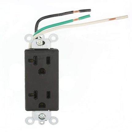 Leviton 16352-LE 20-Amp, 125-Volt, Decora Plus Duplex Receptacle, Straight Blade, Commercial Grade, Self Grounding, Black