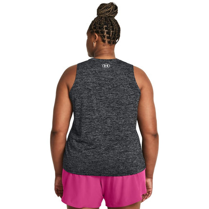 Under Armour Women's Tech Tank Twist Sports Shirt Made of Super Soft UA Tech Material, Quick-Drying Functional Shirt, (001) Black/White, 1X
