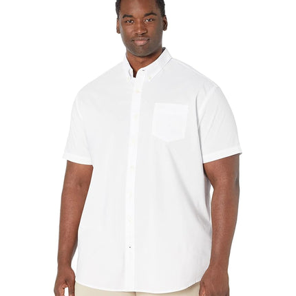 DOCKERS Men's Classic Fit Short Sleeve Signature Comfort Flex Shirt (Standard and Big & Tall) Button, Paper White-Solid, 2X
