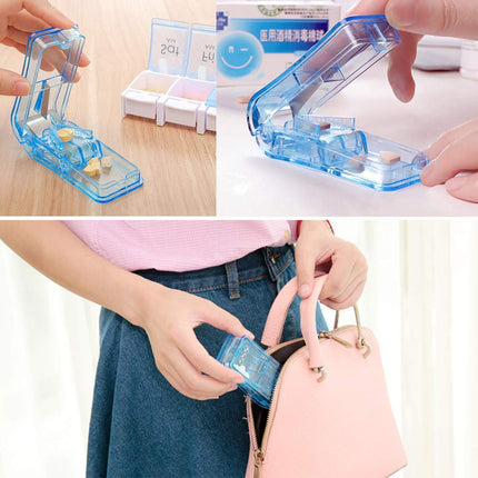 JohnBee Pill Cutter | Best Pill Cutter for Small or Large Pills | Design in The USA| Cuts Vitamins | Pill Splitter with Shield | Keychain Pill Holder As Bonus
