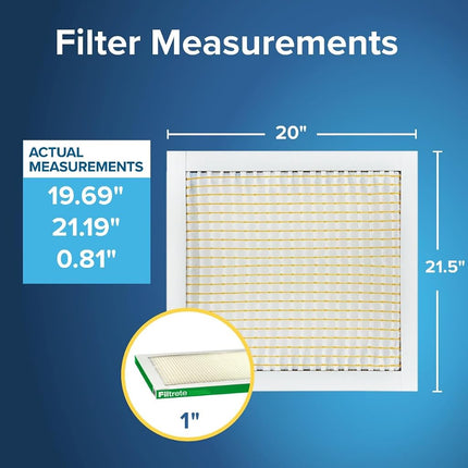 Filtrete Filtro de aire electrostático, 20x21.5x1, MPR 700, MERV 8, Reducción de polvo, polen y caspa de mascotas Clean Living, Filtros de aire plisados para horno HVAC AC, 4 filtros