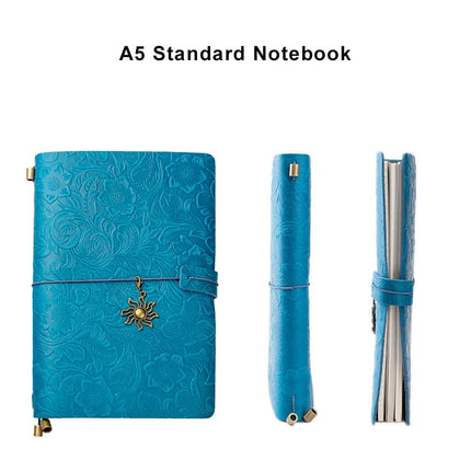 aoaoway Refillable Leather Journal Travelers Notebook A5 Blue