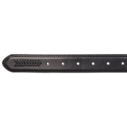 Nautica Mens Double Stitch Dress Leather Belt for Suits and Pants, Leather Laced - Black, 44"