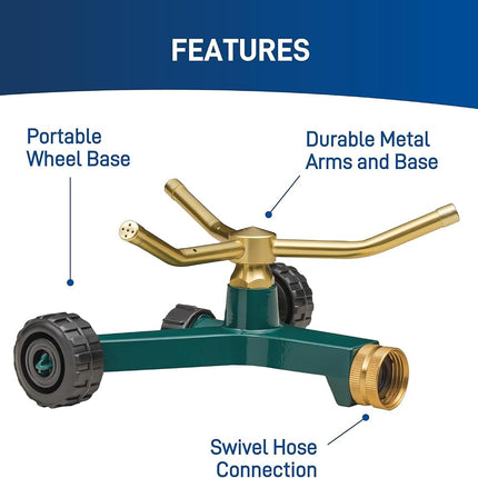 Orbit 58288 3-Arm High-Rise Sprinkler (2-Pack 3-Arm Metal Sprinkler with Wheel Base)