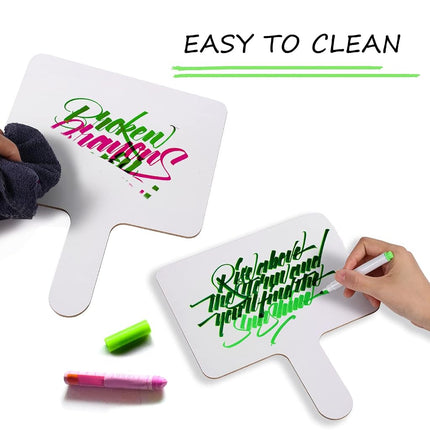 10pcs 9.6x8inch Dry Erase Answer Paddle, Hand Held Wooden White Board Double Sided Dry Erase Answer Board for Classroom Teaching Office Meeting Family Party