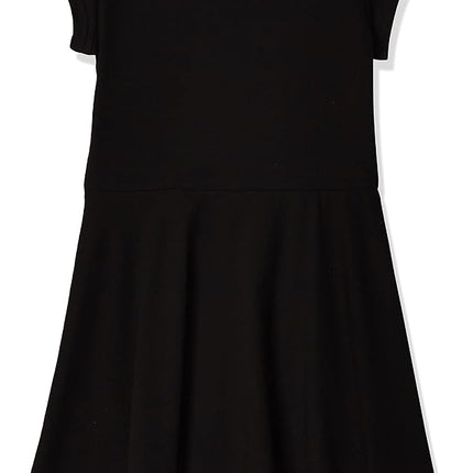 The Children's Place Girls' Big Short Sleeve Solid Knit Pleat Dress, Black, 7-8