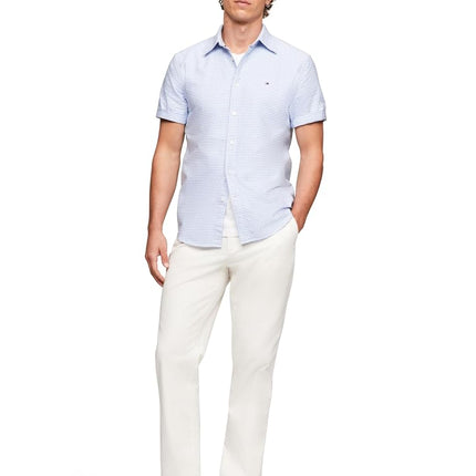 Tommy Hilfiger Long Sleeve Oxford Regular Fit, Men's Button Down Shirts, Also Available in Big and Tall, Cloudy Blue/Check, XXL