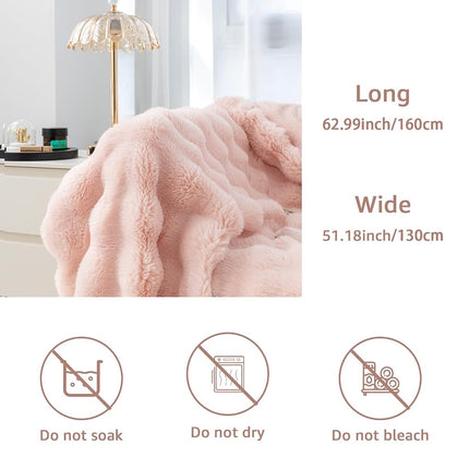 Faux Rabbit Fur Bubble Throw Blanket, Soft Fluffy Plush Blanket 51×63in