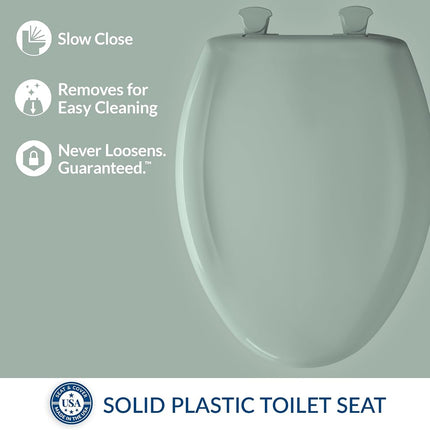Bemis 1200SLOWT 455 Toilet Seat Will Slow Close, Never Loosen and Easily Remove, Seafoam, Elongated