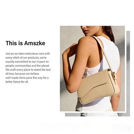 Amszke Shoulder Bag for Women Y2K Crossbody Purse PU Leather Underarm Handbag 2 Adjustable Strap for Daily Commute Travel, Nude, Small