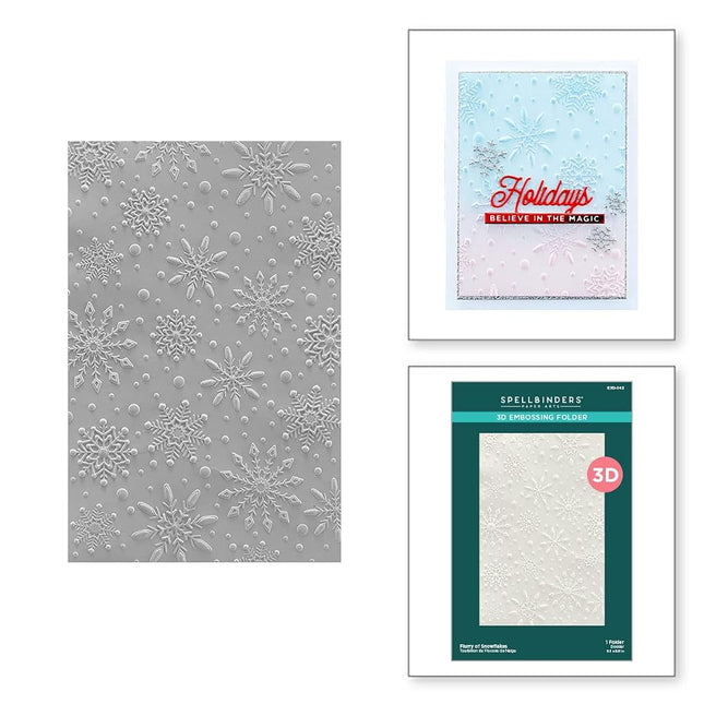 Spellbinders 3D Embossing Folder 5.5"x8.5"-Flurry of Snowflakes, ONE