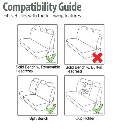 FH GROUP Back Seat Cloth Car Seat Cover - Universal Fit Rear Seat Covers for Cars with Rear Split Bench, Car Interior Accessories for SUV, Sedan, Van, Black