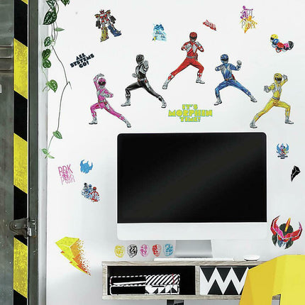 RoomMates RMK4454SCS Power Rangers Peel and Stick Wall Decals, Pink, Red, Blue, Yellow