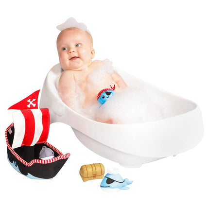 Manhattan Toy Neoprene Pirate Ship 5 Piece Floating Spill n Fill Bath Quick Dry Sponges and Squirt Toy