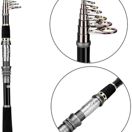 PLUSINNO Telescopic Fishing Rod Pole Spinning Fishing Rod Carbon Fiber Travel Rod for Saltwater Freshwater Rods 1.8M 5.91Ft (ONLY Fishing Rod not Include Reel)