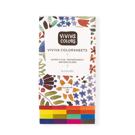 Viviva Coloursheets, Original Single Set, 16 Vibrant Watercolours, for Outdoor and Travel, VV276000