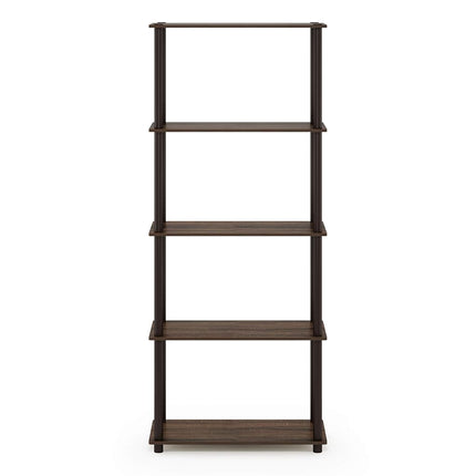 Furinno TURN-N-TUBE 5-Tier Tool-Free Corner Shelf, Walnut