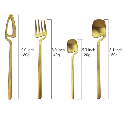 JASHII Flatware Set 32-piece Silverware Set Matte Finished Cutlery Set Service for 8 Include Knife/Fork/Spoon/Coffee spoon Dishwasher Safe (Gold)