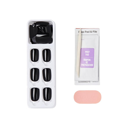 KISS imPRESS Color Gel Nail Kit, All Black, with PureFit Technology, Polish-Free Colour Mani, Includes Prep Pad, Mini File, Cuticle Stick, and 30 Fake Nails