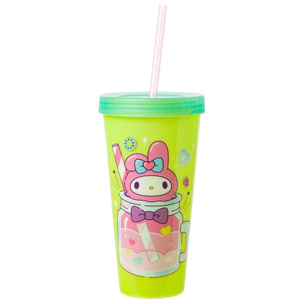 Silver Buffalo Sanrio Hello Kitty and Friends 4 Pack Color Changing Plastic Tumblers Featuring Hello Kitty, My Melody, Badtz Maru, and Cinnamoroll, 24 Ounce