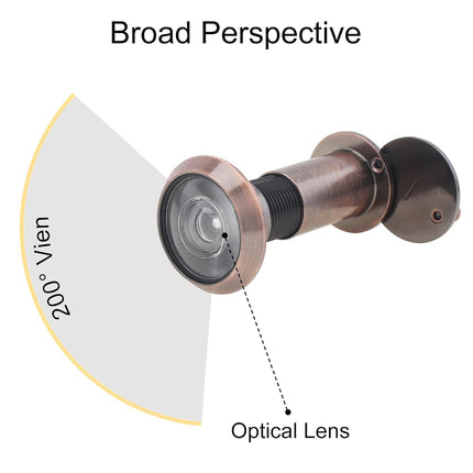 HOJLKLD Door Viewer Peephole, 2 Pack 200 Degree Sold Brass Peep Hole with 5/8" (16 mm) Drill Bit for 1-1/2" to 2-3/8" Doors, 2 Pack Security Front Door Viewer with Privacy Cover (Antique Copper)