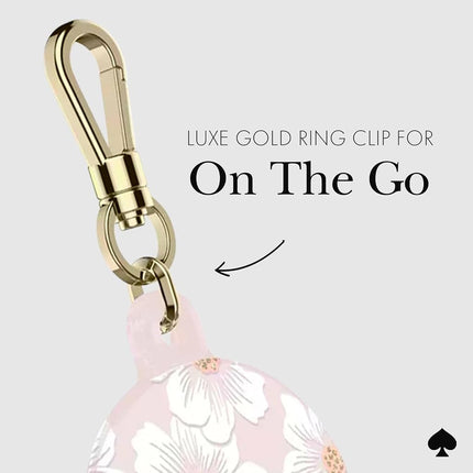 kate spade new york AirTag Holder with Gold Ring Clip - Protective Case for Apple AirTag - Hollyhock Cream