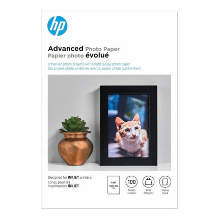 HP Photo Paper Advanced, Glossy, 4x6, 100 Sheets