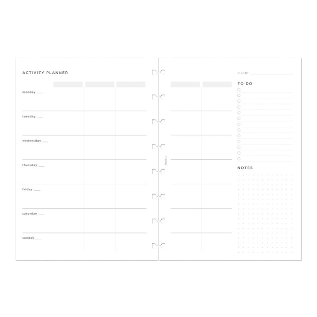 Filofax Lifestyle Refill, A5 Size, Notebook Refill, White Paper, Activity Planner, 56 Sheets (B132849)