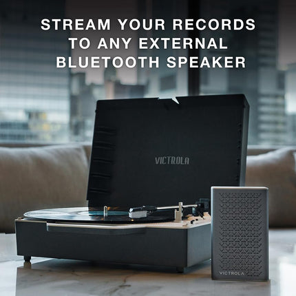 Victrola Re-Spin Sustainable Suitcase Vinyl Record Player, 3-Speed (33 1/3, 45 & 78 RPM), Belt-Driven Bluetooth Turn Table with Built-in Bass Radiator, 3.5mm Headphone Jack, Basil Green