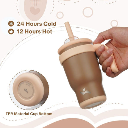 Konokyo Insulated Tumbler with Handle 14 OZ Brown