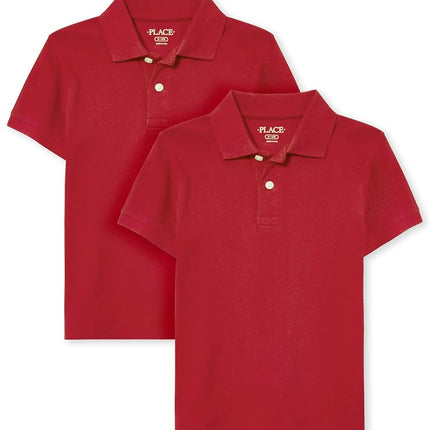 Lot de 2 polos piqués à manches courtes The Children's Place pour garçons, rouge classique, petit