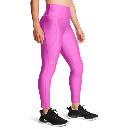 Under Armour Women's HeatGear Armour High Waisted Ankle No-Slip Leggings Trousers, (572) Vivid Magenta/White, X-Large