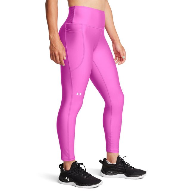 Under Armour Women's HeatGear Armour High Waisted Ankle No-Slip Leggings Trousers, (572) Vivid Magenta/White, X-Large