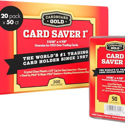 Cardboard Gold Card Saver 1-1000 Count - Semi Rigid Card Holder, Trading Card Protectors - PSA-Approved Cardsaver for Baseball, Trading, Sports Cards - Card Sleeves, Binder, & Storage Box Compatible